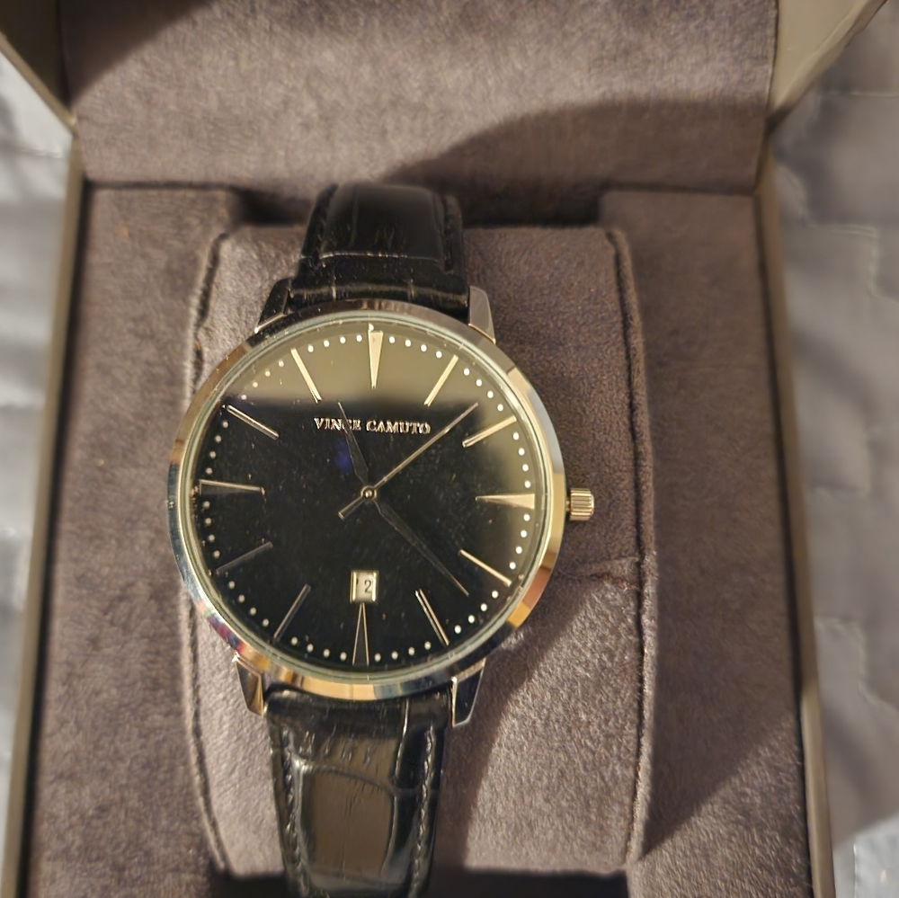COPY - Vince Camuto mens watch NWOT NIB black leather